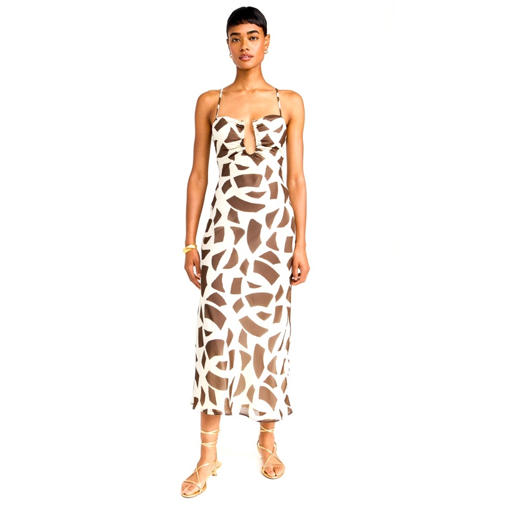 RUNAWAY THE LABEL ASTORIA MIDI DRESS - LAZURE CHOCOLATE